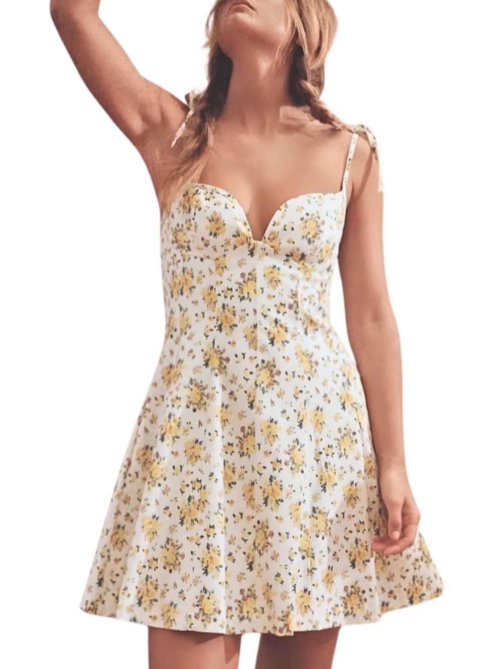 Zara White Floral Tie-Shoulder Poplin Mini Dress